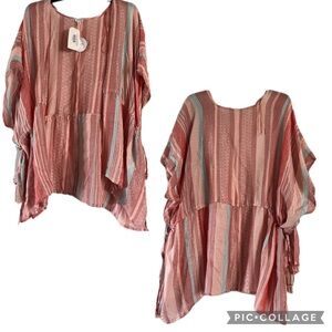 Striped Pink Tunic Top - Lightweight Boho Style